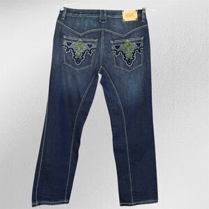 Antik Denim Men’s W36 L34 Baggy,Relax Fit Embroidered Pockets Button Fly Jeans
